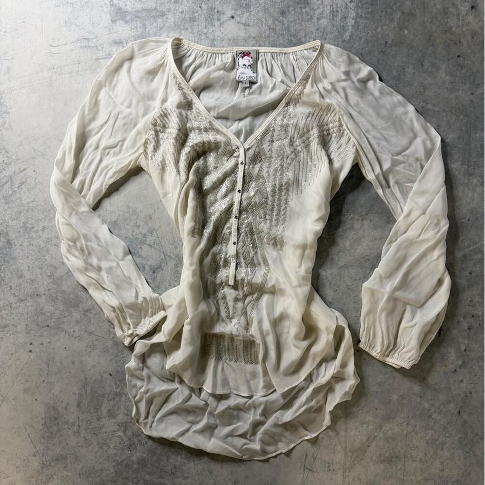 Y2K Ethereal Beaded Fairycore Blouse 100% Silk - Yoana Baraschi